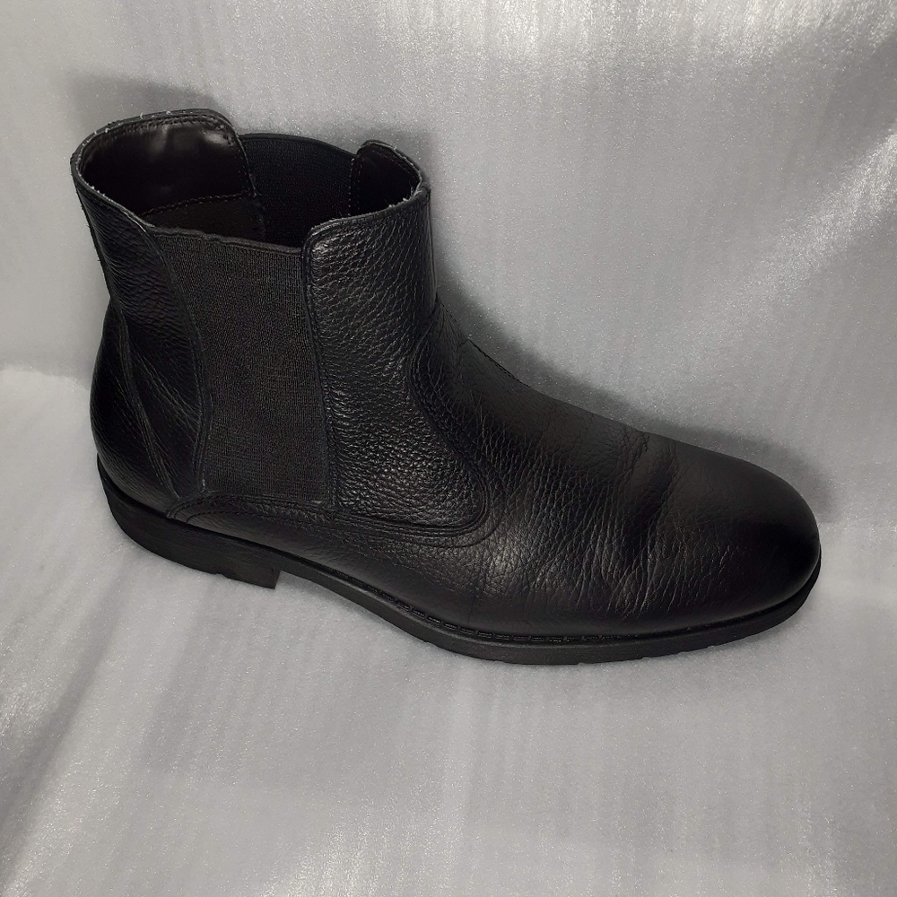 Leatherboots BLACK 100%Leather Chelsea Pull-on Laceless Boot 8.5m/10w